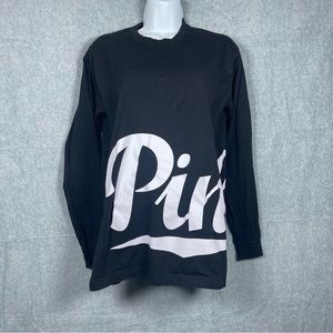 PINK Oversized Black Longlseeve Tee Women’s Size XS